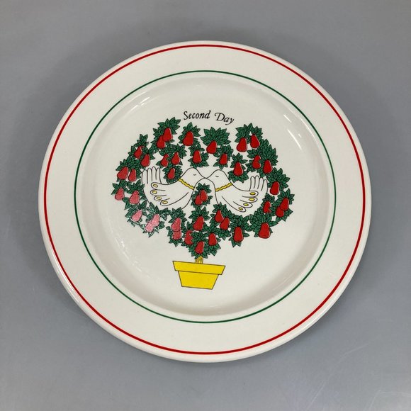 Sally Merwin 12 Days of Christmas Taylorton Potteries Dinner Plate Second Day - Picture 2 of 4